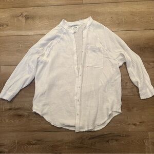 Aerie Pool to Party Cover Up Button Up Shirt - White - Medium